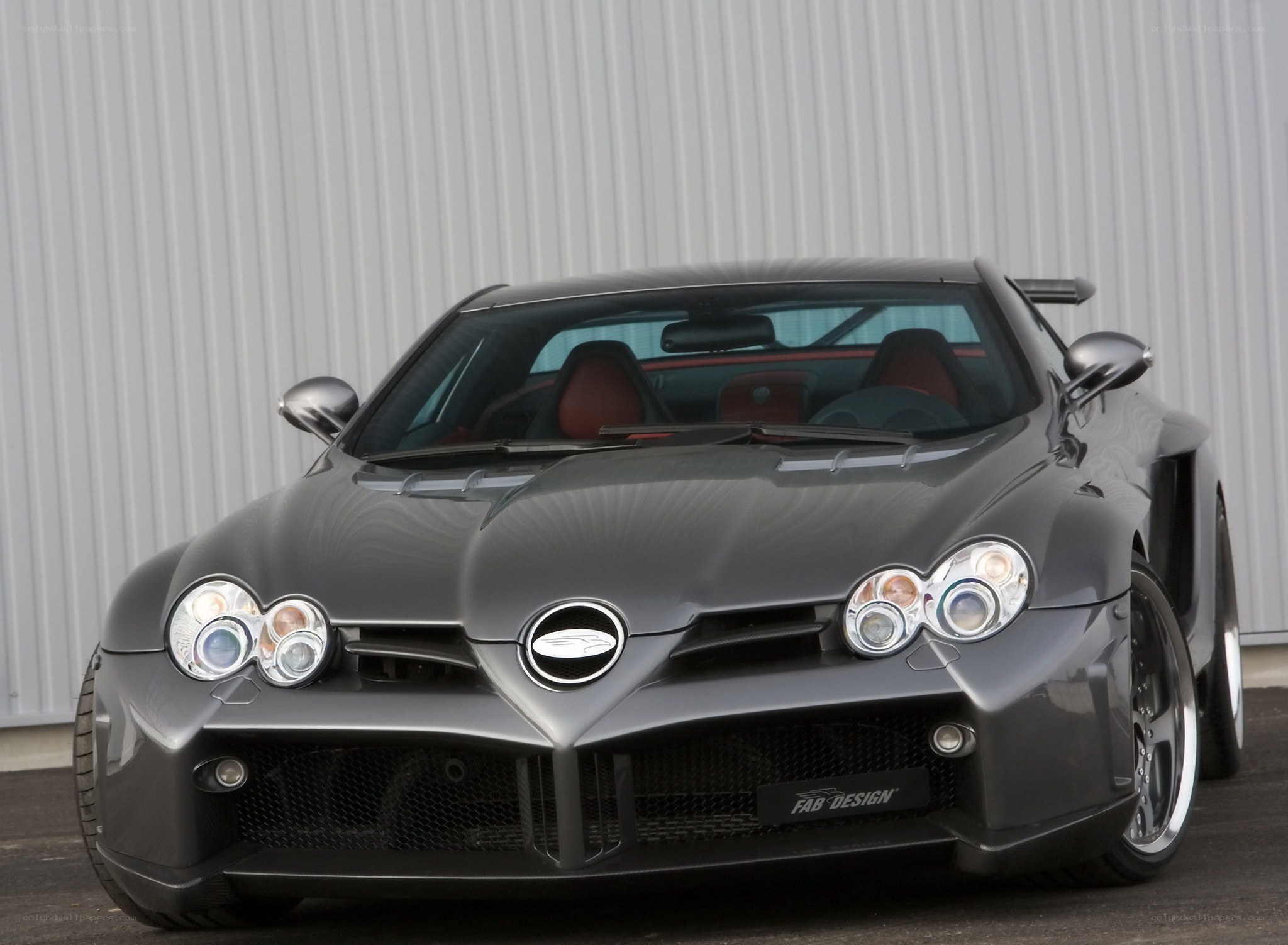 gray sports car front view