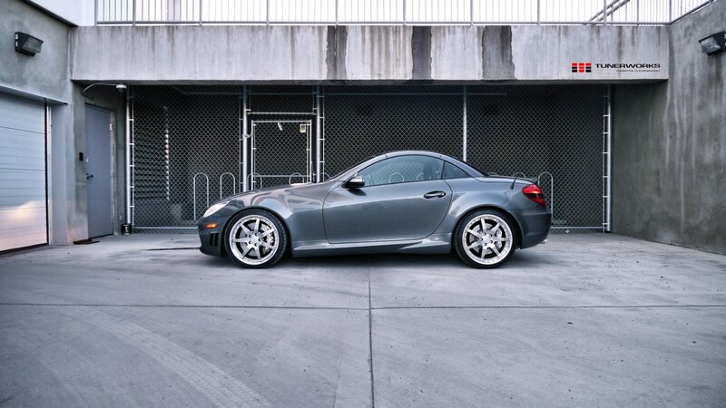 gray sports car in garage