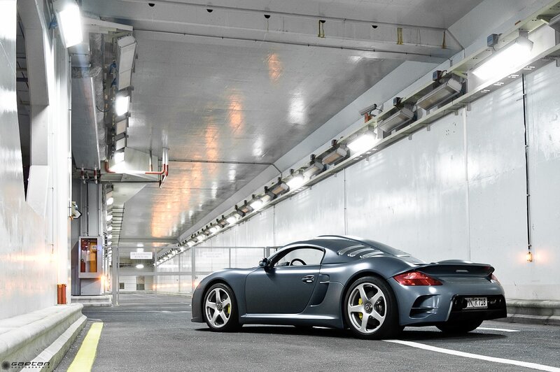 Gray sports car in tunnel
