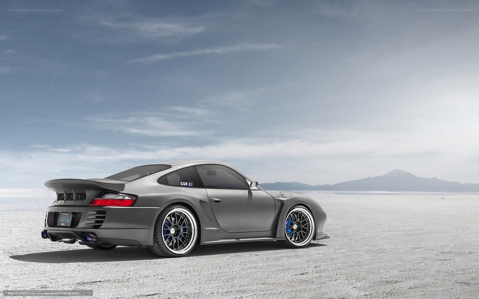 gray sports car on salt flat