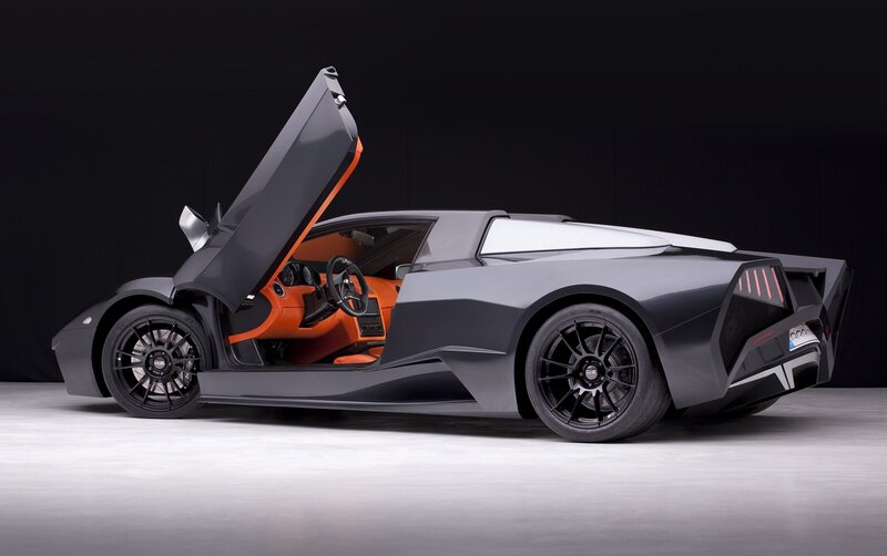 gray sports car with open door