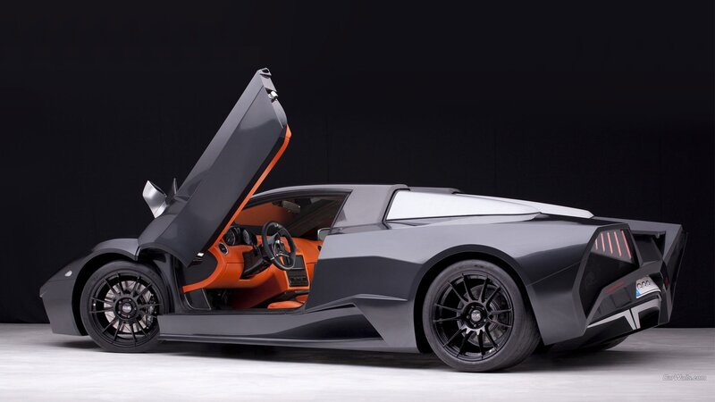 gray sports car with open door