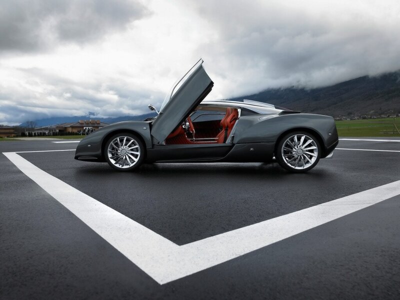 gray sports car with open door