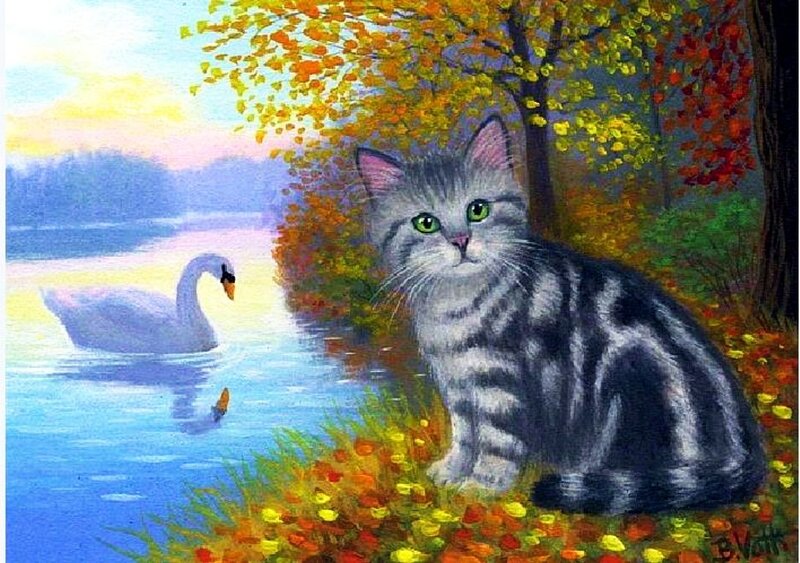 Gray Tabby Cat — Blue, Serene