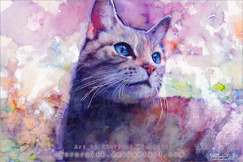 Gray Tabby Cat — Purple