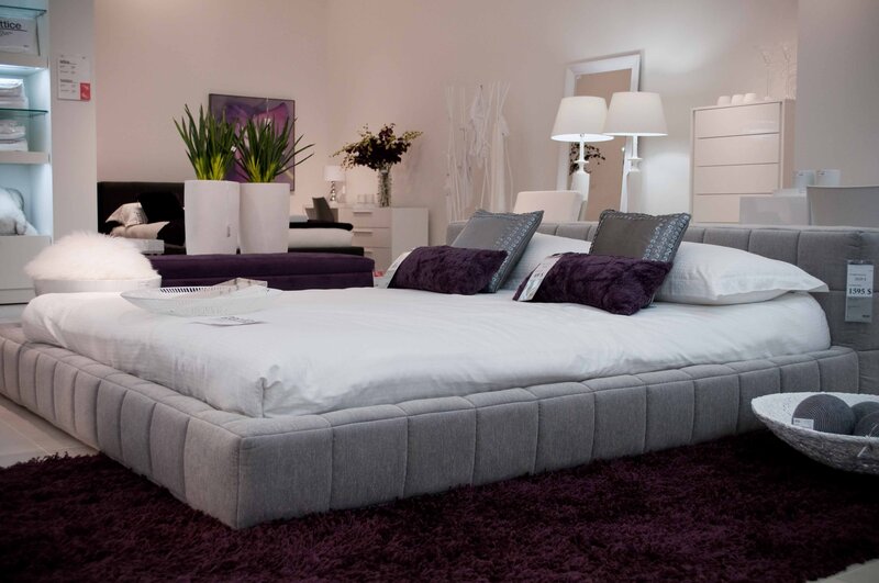 Gray Upholstered Bed — Calm