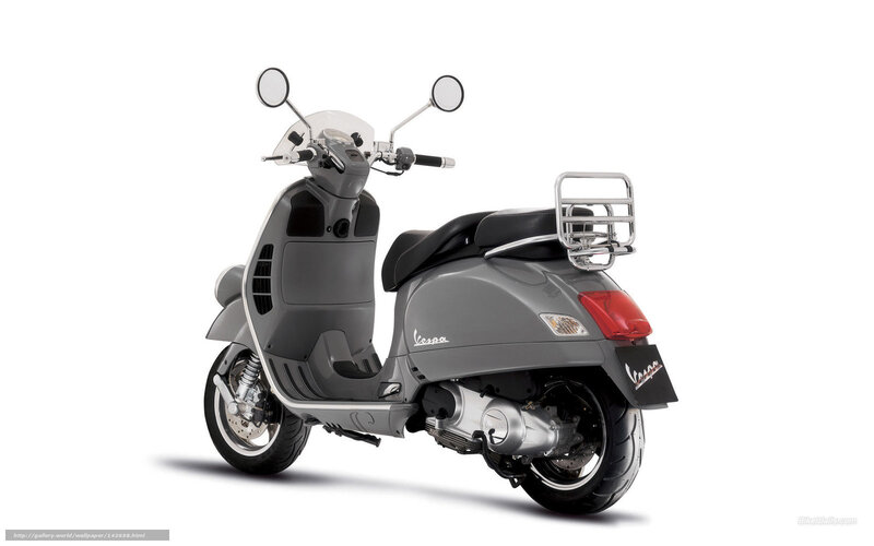 Gray Vespa Scooter — Neutral, Photograph, Rear Rack