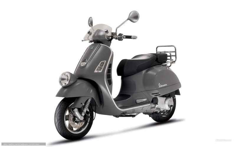 Gray Vespa Scooter — Neutral, Photograph, Seat