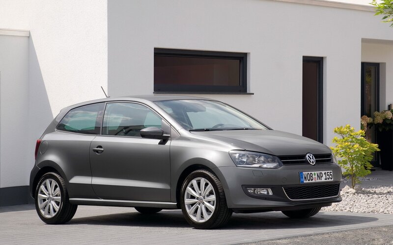 Gray Volkswagen Polo parked outside