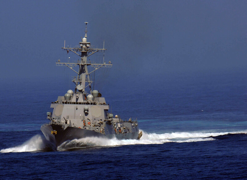 Gray Warship at Sea — Blue