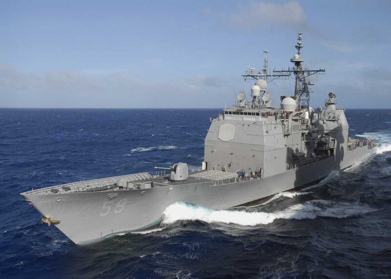 Gray Warship at Sea — Calm, Afternoon