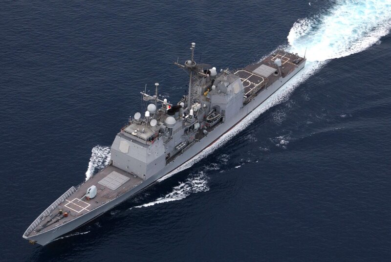 Gray Warship at Sea — Calm, Photograph