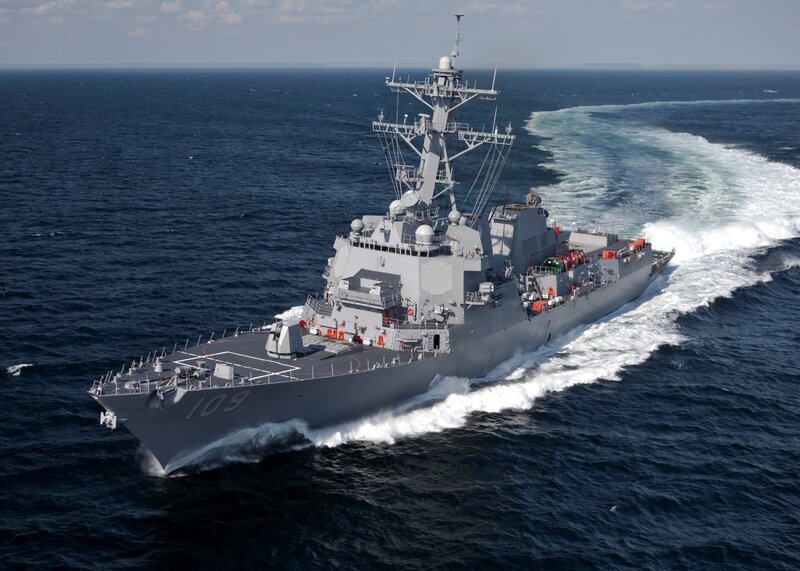 Gray Warship at Sea — Dynamic