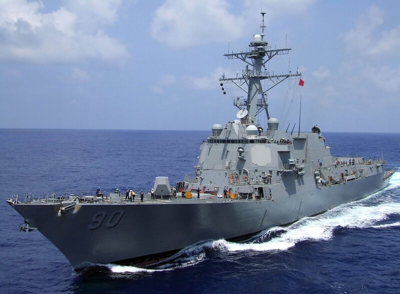 Gray Warship at Sea