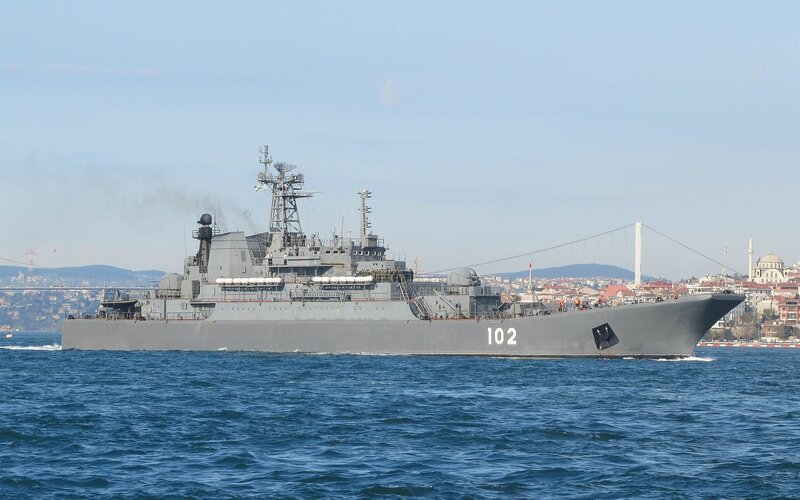 Gray Warship in Water