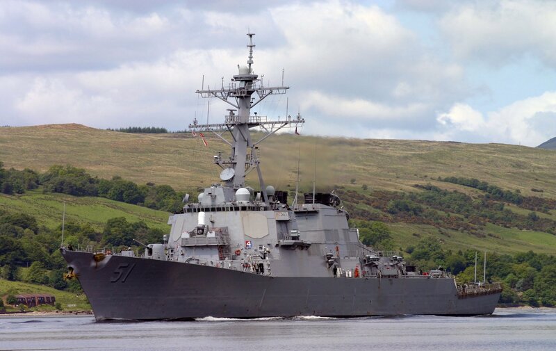 Gray Warship on Water