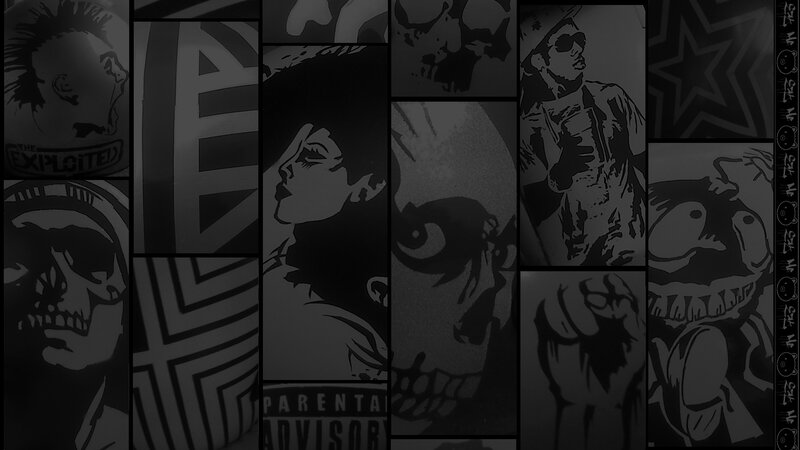 grayscale comic art collage