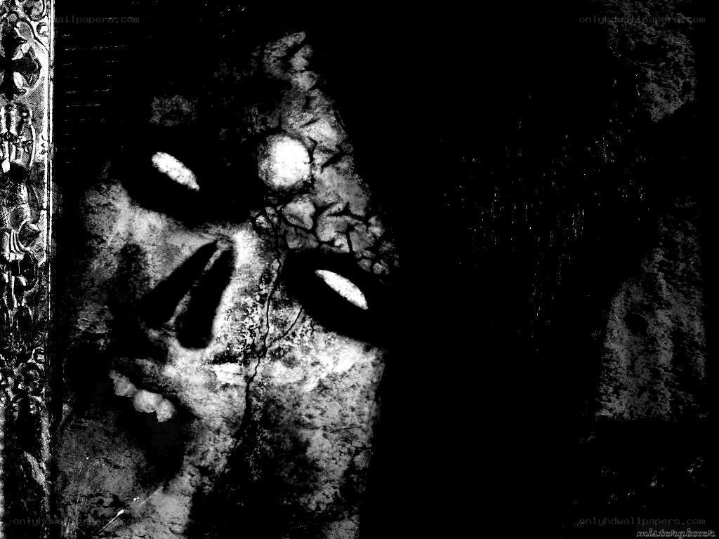 grayscale horror face