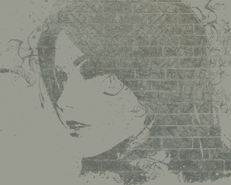 grayscale portrait with textured background
