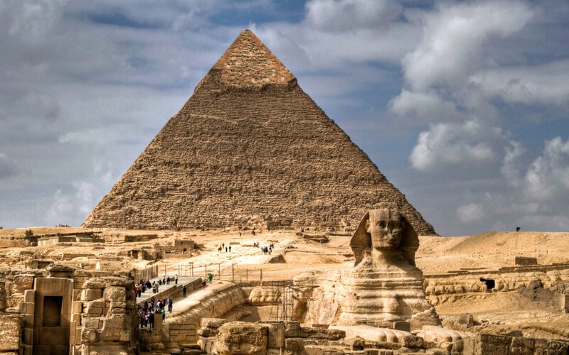 Great Sphinx and Pyramid — Brown