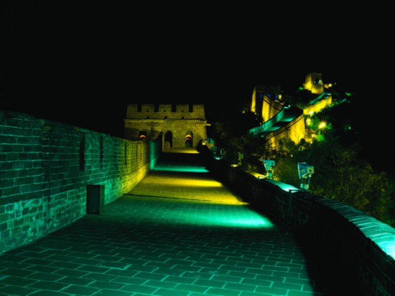 Great Wall at Night — Green, Dramatic, Photograph