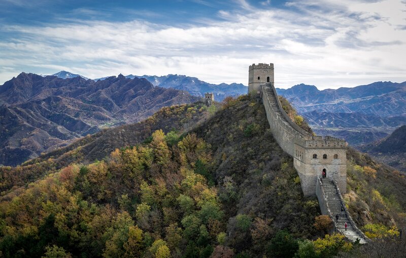 Great Wall of China — Blue, Serene, Autumn, Photograph