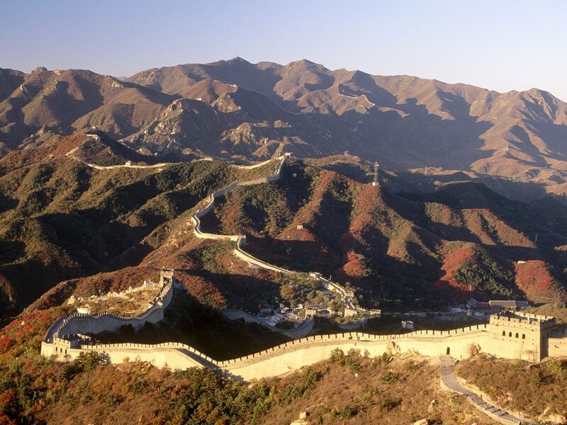 Great Wall of China — Brown, Serene, Autumn, Photograph