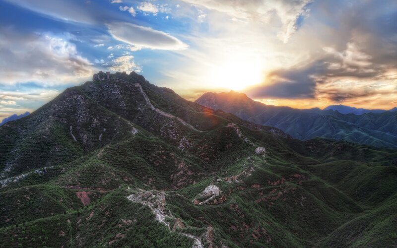 Great Wall of China — Green, Dramatic, Sunrise, Photograph, Mountain