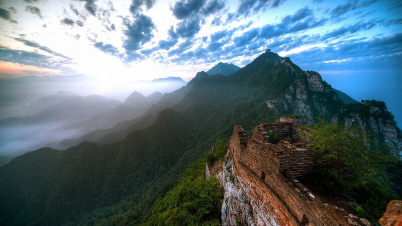 Great Wall of China — Green, Dramatic, Sunrise, Photograph