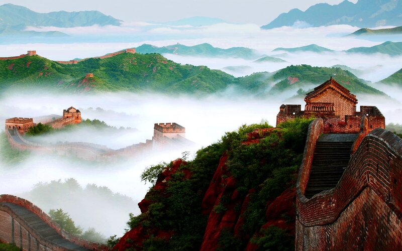Great Wall of China — Green, Serene, Morning, Photograph, Mountains