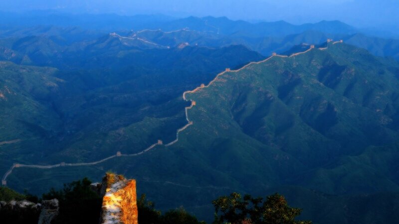 Great Wall of China — Green, Serene, Sunset, Photograph