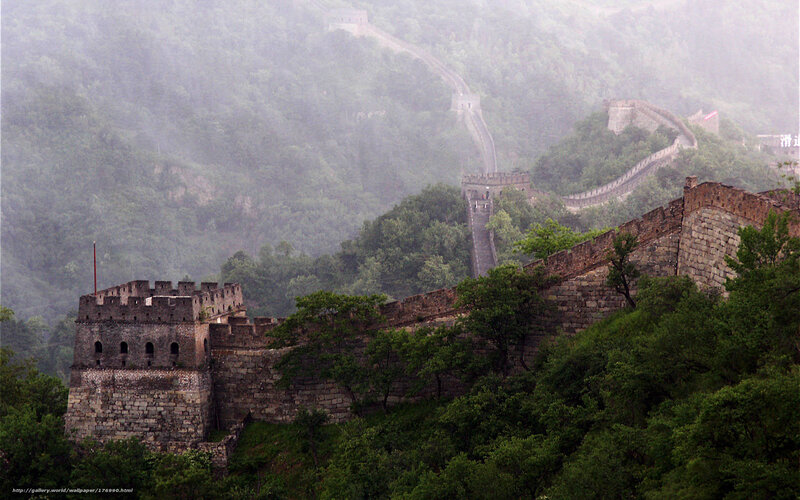 Great Wall of China in mist