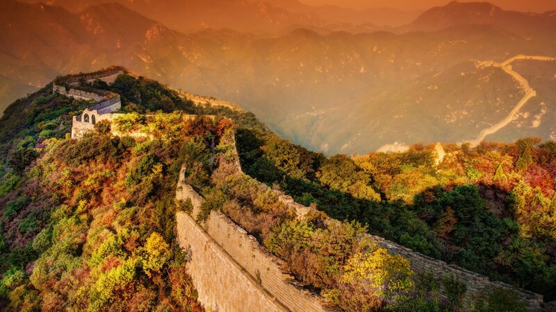 Great Wall of China — Orange, Serene, Sunset