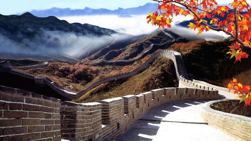 Great Wall of China — Red, Serene, Autumn, Photograph