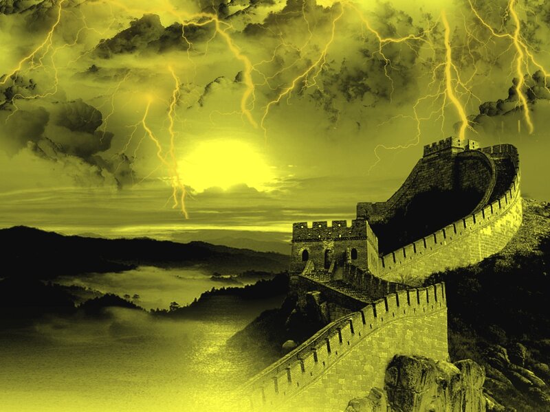 Great Wall under stormy sky