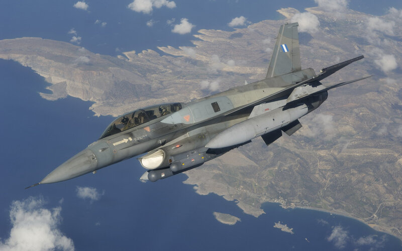 Greek Air Force F-16 — Gray, Aerial