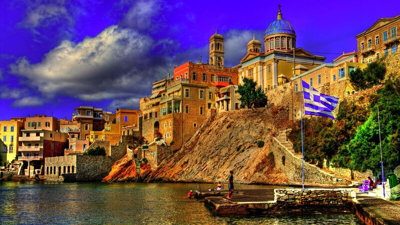 Greek Flag on Hillside