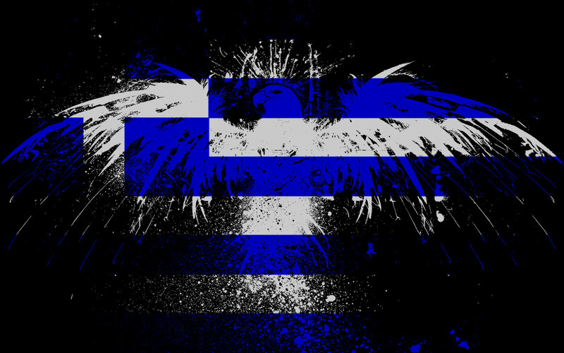 Greek flag with eagle design