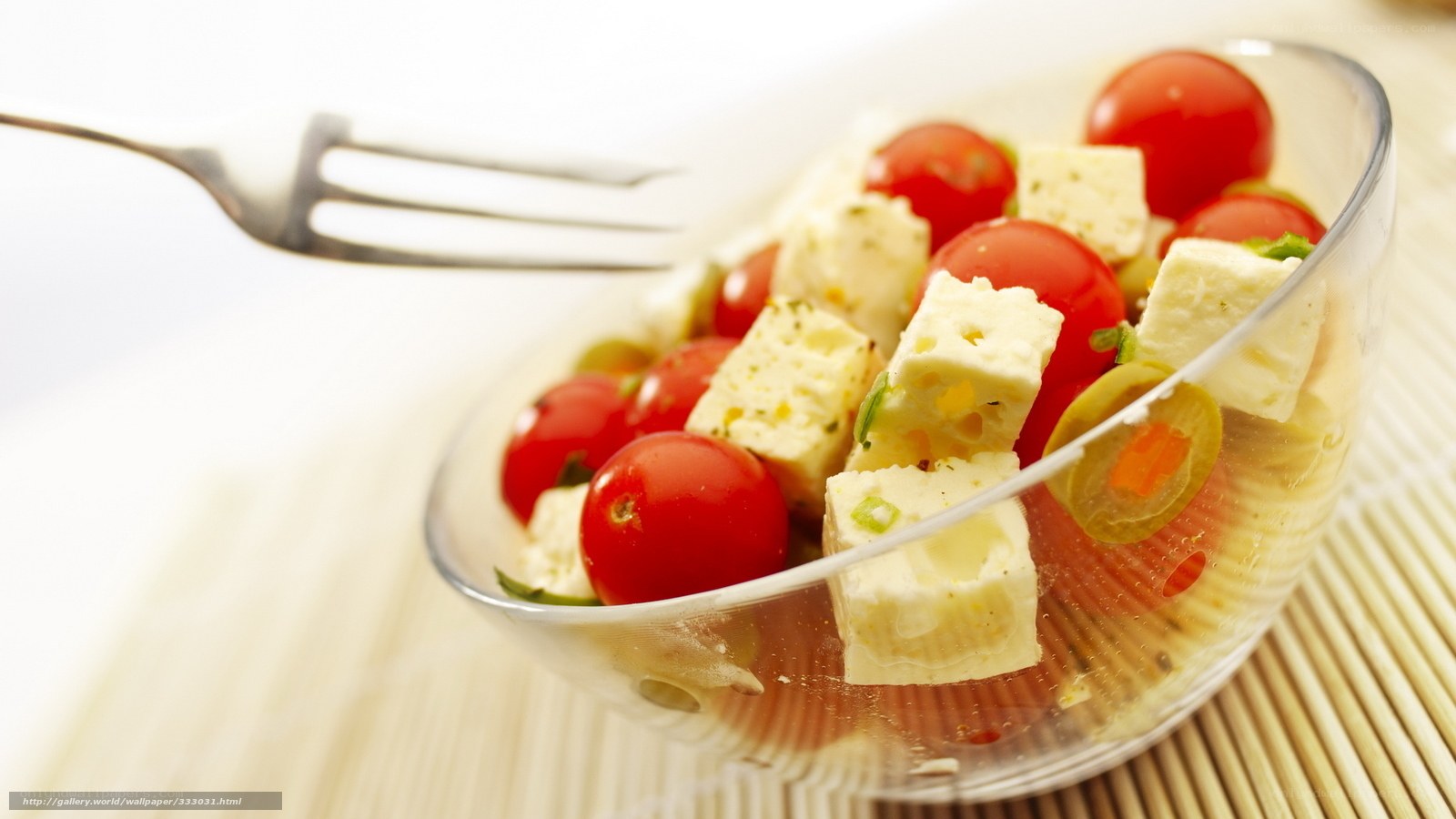 Greek salad in a glass bowl