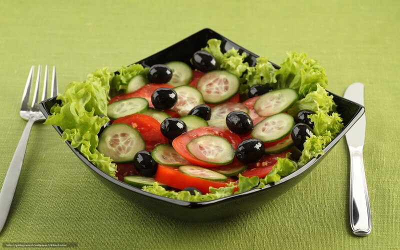 Greek Salad in Black Bowl