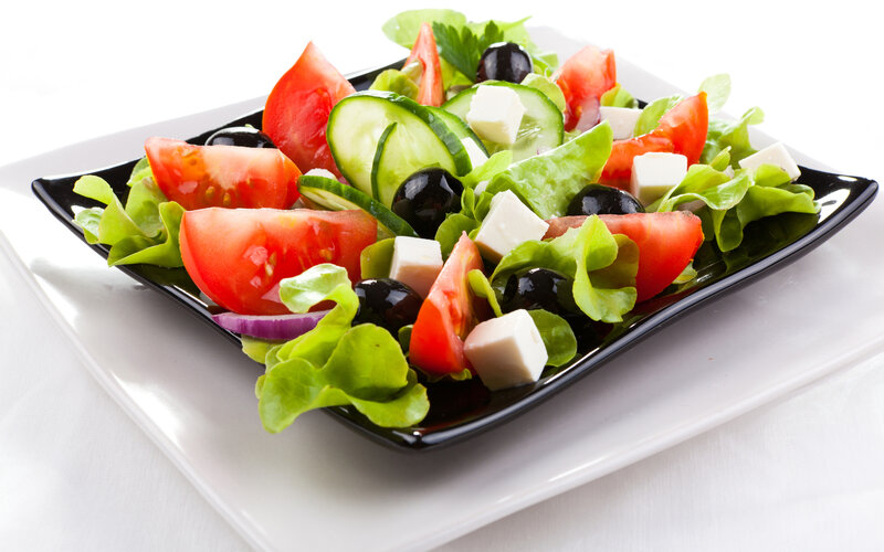Greek Salad on Black Plate