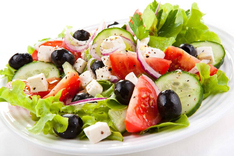 Greek salad with feta and olives