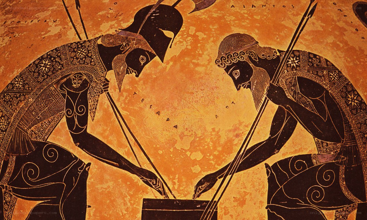 Greek warriors in combat