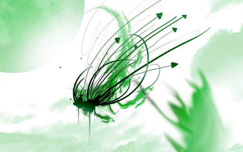 green abstract art with arrows