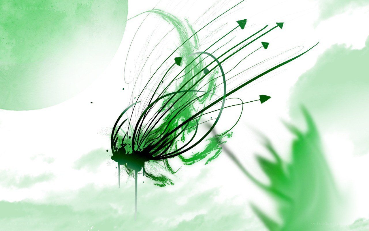 green abstract art with arrows