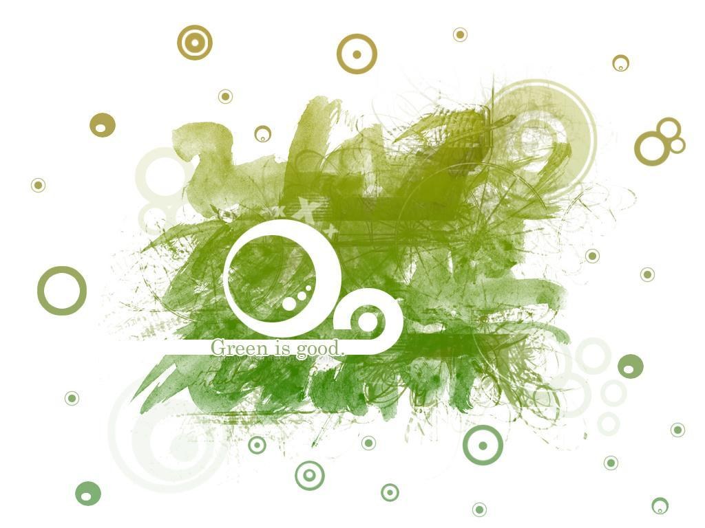 green abstract art with text