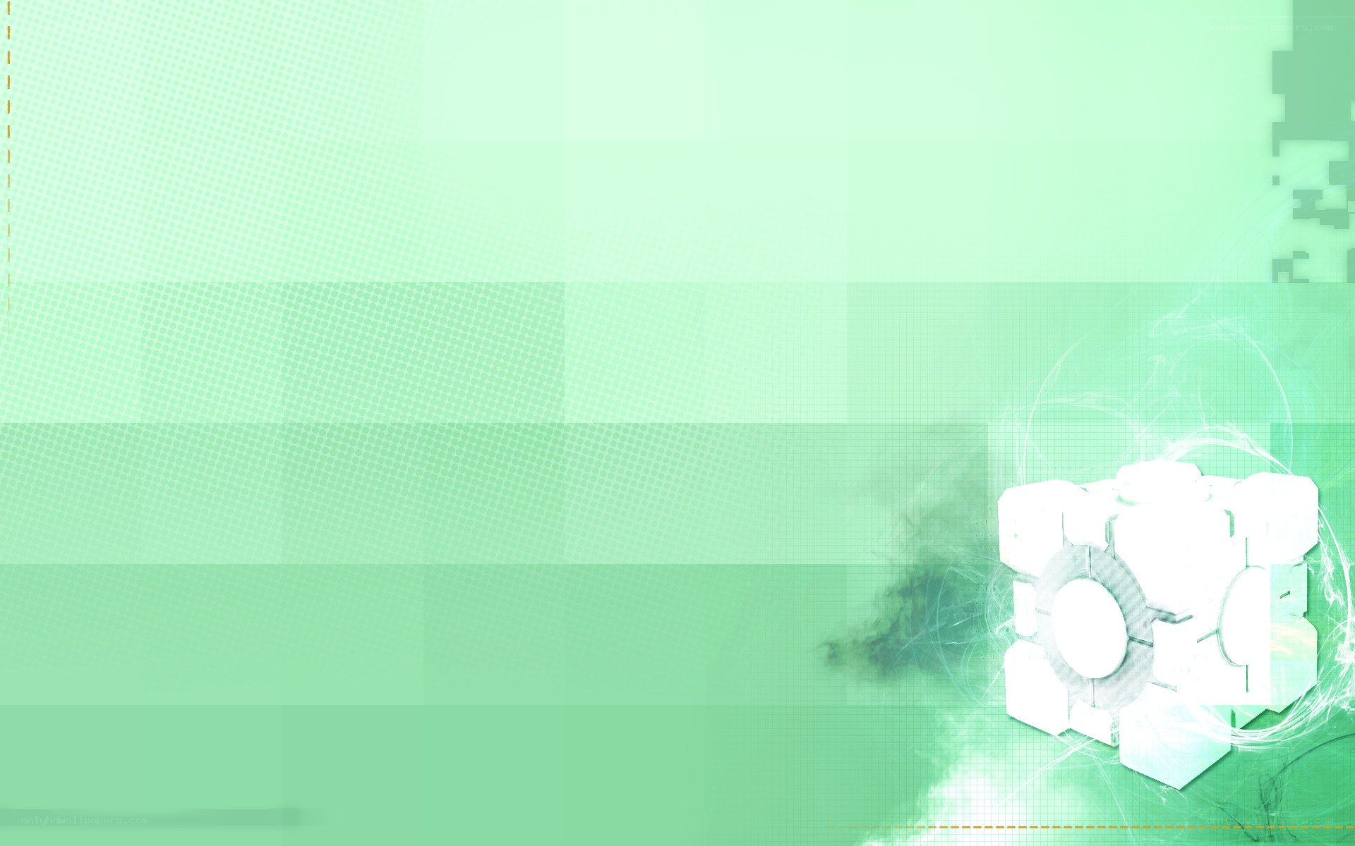 green abstract background with cube