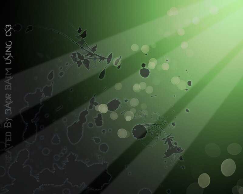 green abstract background with light rays