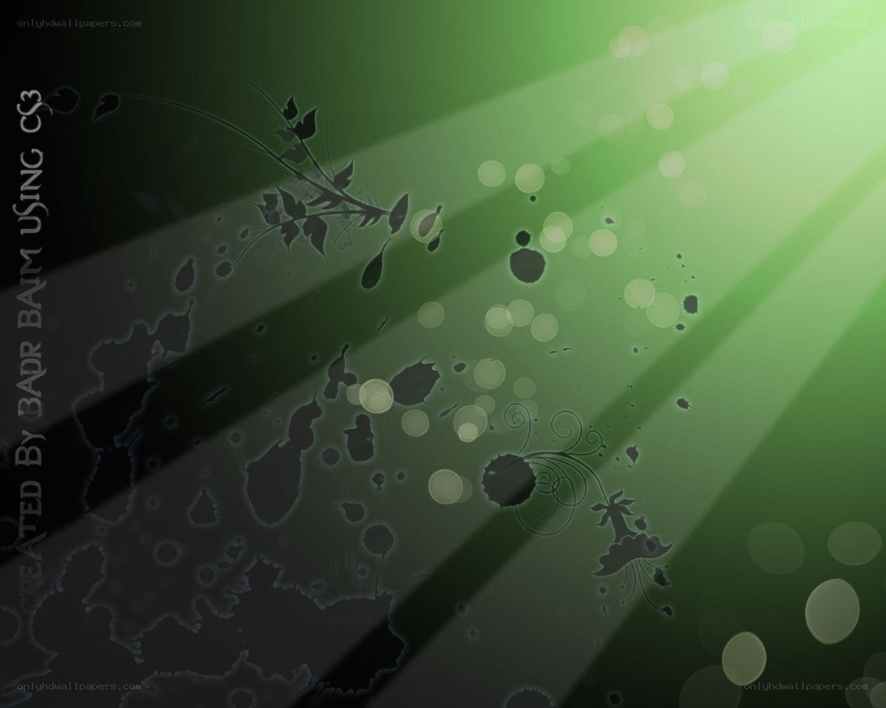 green abstract background with light rays