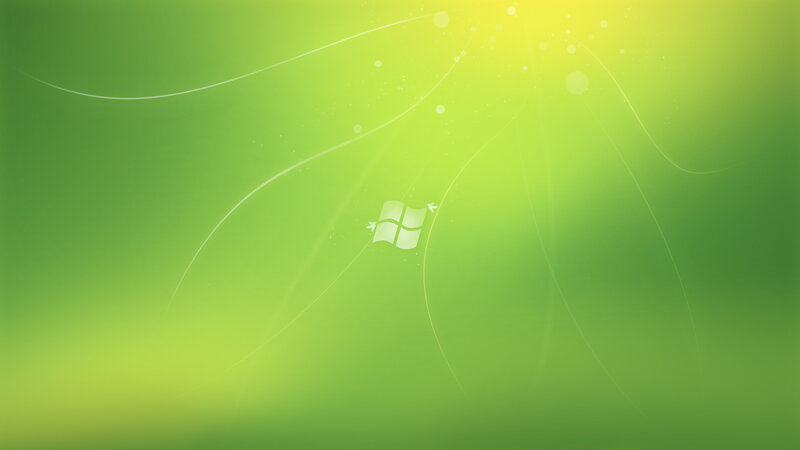 green abstract background with windows logo